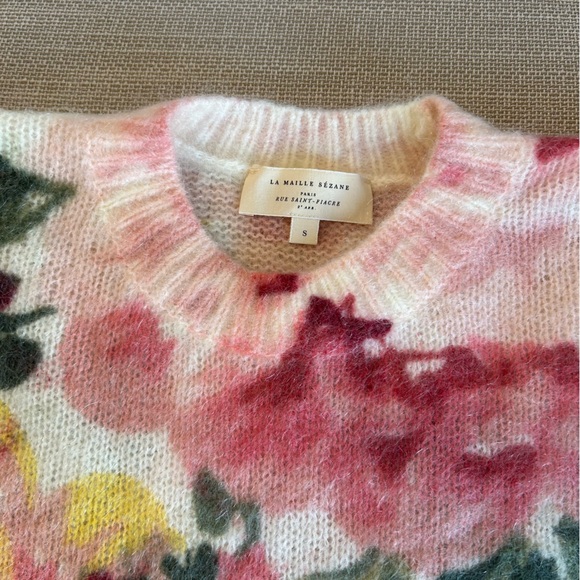 BEST Sezane Clarissa Jumper - London Bouquet Sweater Floral French Knit Causal - Picture 7 of 10